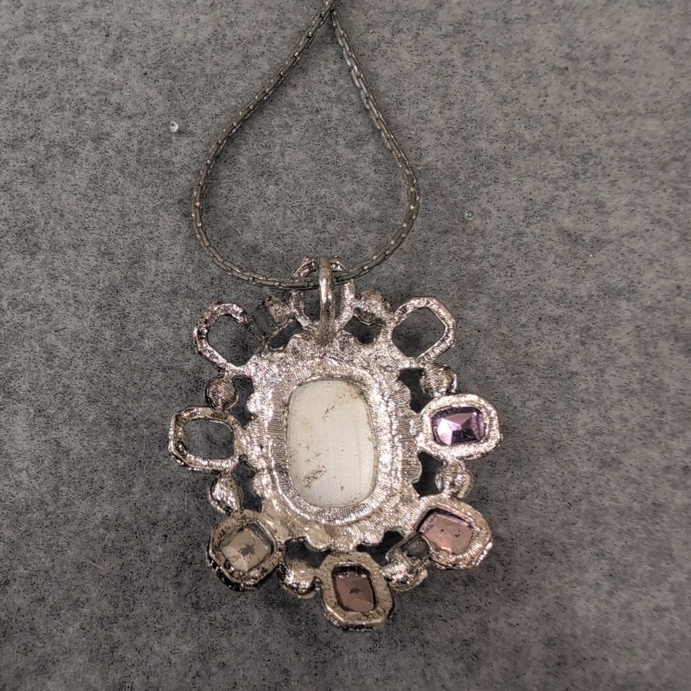 Sarah Coventry Orange Gemstone Flower Statement Necklace Slvr Tone Missing Gems - Picture 4 of 5